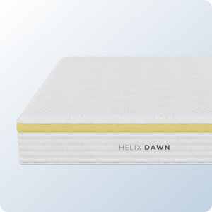 An image of the Helix Dawn mattress on a blue background gradient
