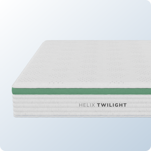 An image of the Helix Twilight mattress on a blue background gradient