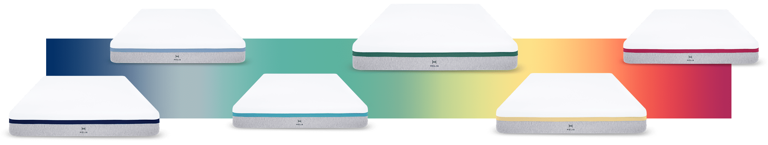 Series of Helix mattresses along a rainbow spectrum