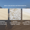 A rendered image showing the materials of the Birch mattress, including cotton, wool, and latex