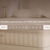 A firmness scale image showing the Birch Luxe Natural Mattress is a medium feel