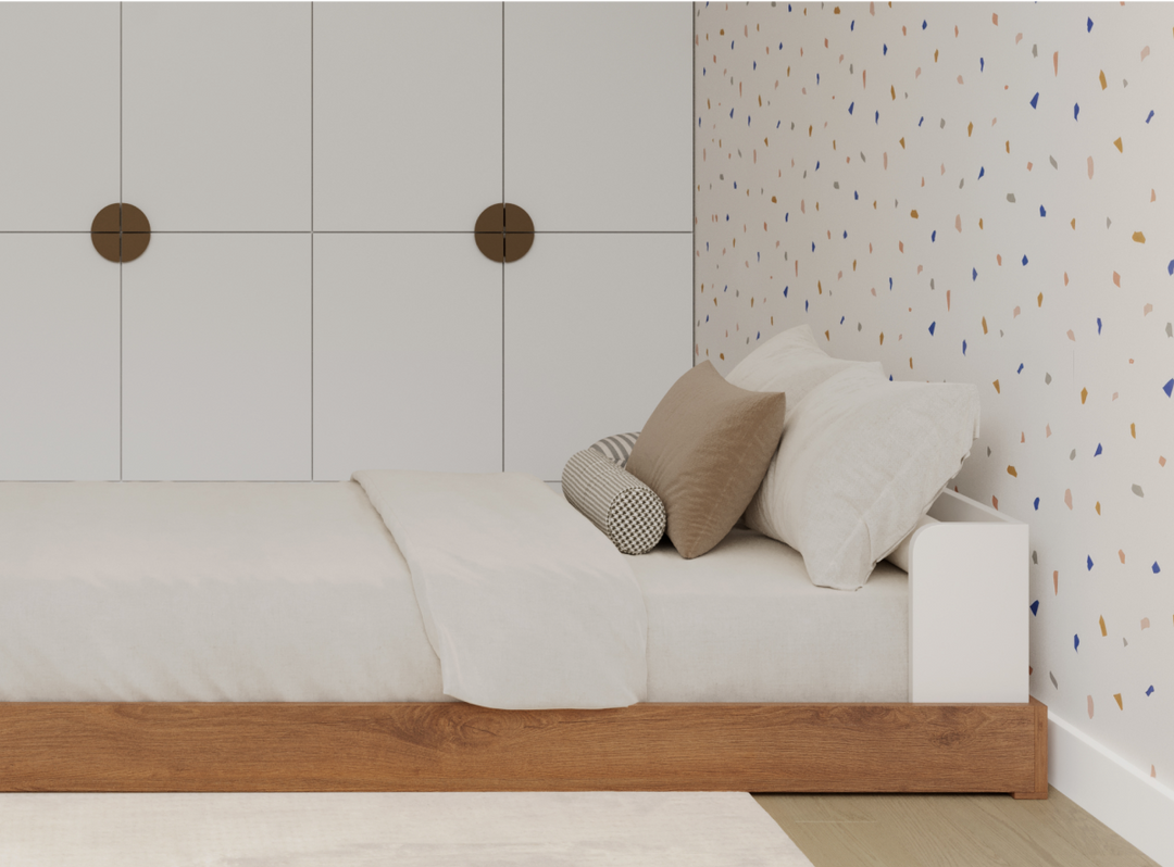 A closeup image of the Bryant Toddler Floor Bed showing its low profile