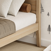 A closeup image of the Cooper Bed Frame showing it's sturdy legs and headboard