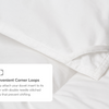 A closeup of the Helix Duvet Insert with a callout to its convenient corner ties