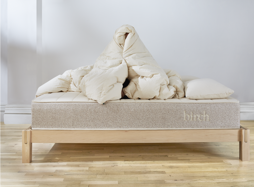 The Birch Duvet Insert on a Birch mattress in a bedroom scene