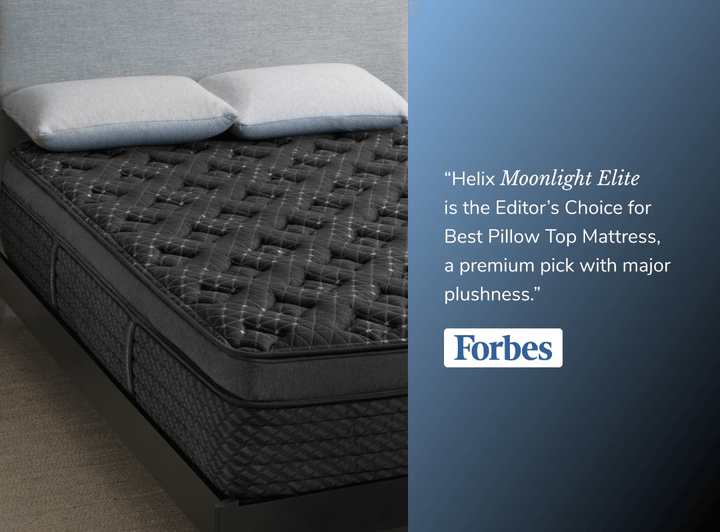 An image featuring a quote from Forbes about the Moonlight Elite mattress