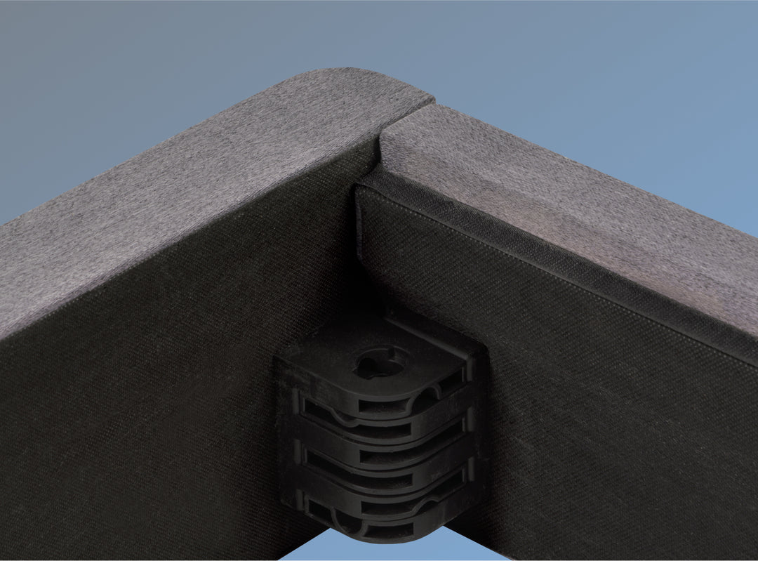 A closeup image of the Helix Foundation showing its easy tool free assembly