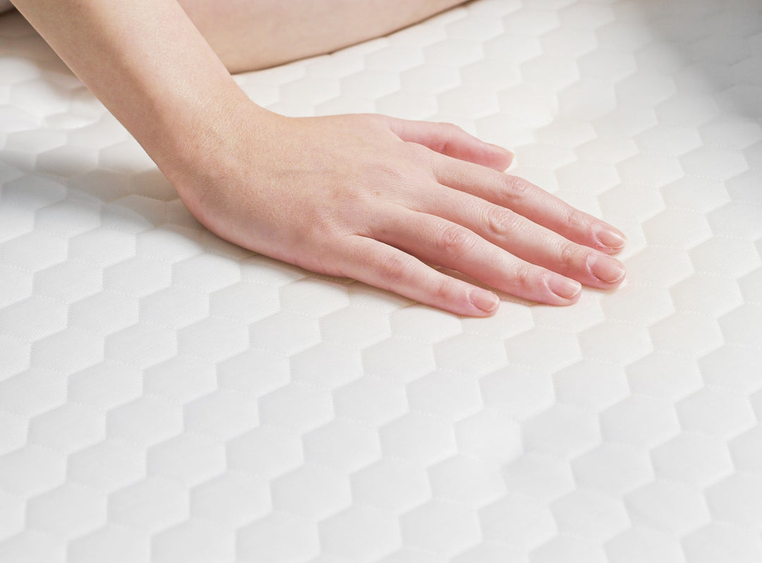 A closeup of the GlacioTex Mattress Protector showing it's cool to the touch design