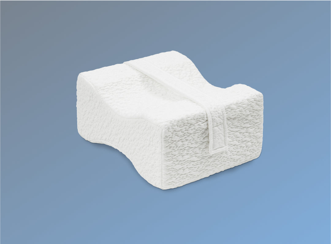 The Helix Knee Pillow on a blue background