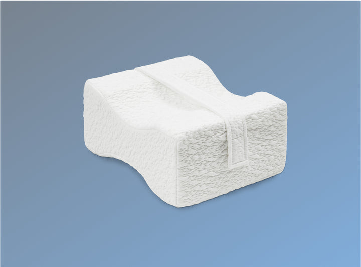 The Helix Knee Pillow on a blue background