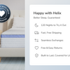 A rendered image displaying Helix benefits like the 120 night sleep trial and free shipping. 