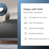 A rendered image displaying Helix benefits like the 120 night sleep trial and free shipping. 
