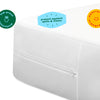 A closeup of the Kids Waterproof Mattress Encasement with callouts to its Kids proof protection
