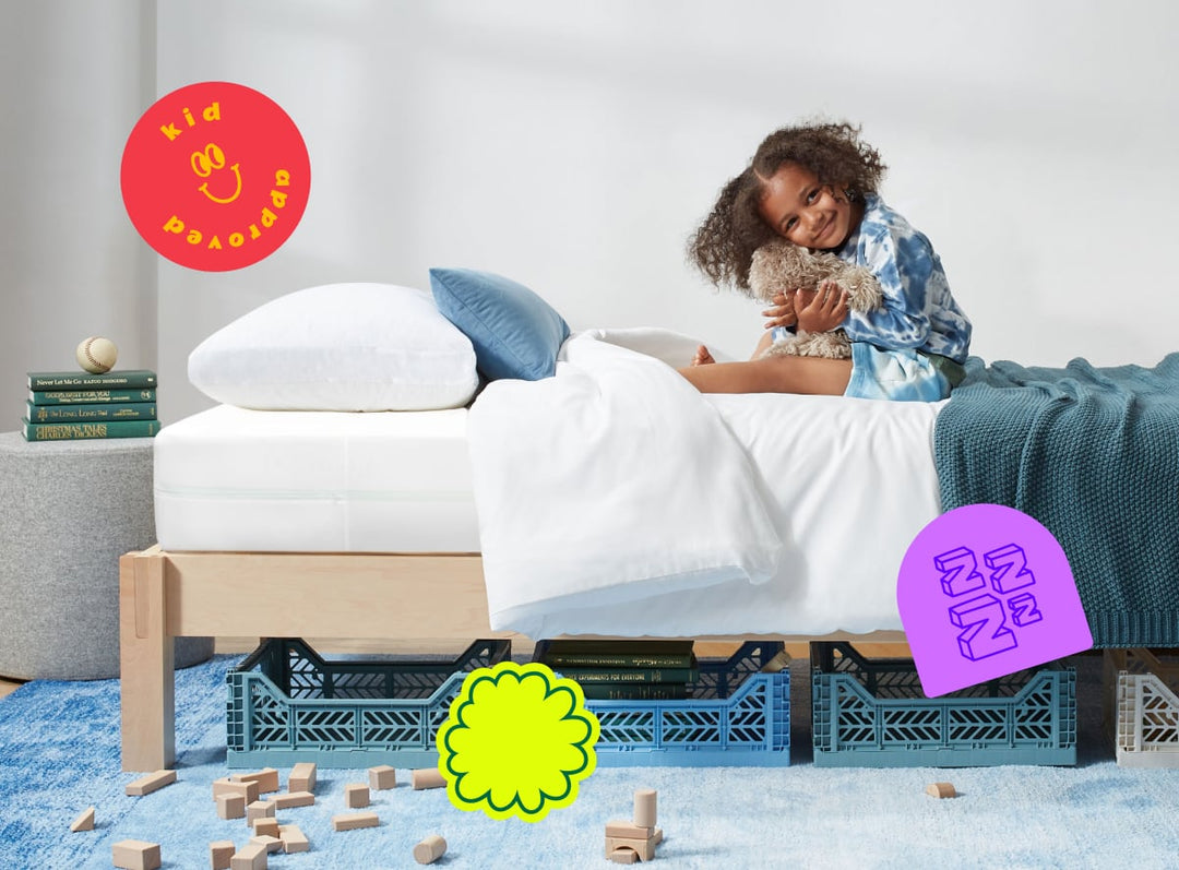 An image of the Kids Waterproof Mattress Encasement on a kids mattress in a bedroom scene