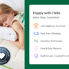 A rendered image displaying Helix benefits like the 120 night sleep trial and free shipping. 