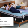 A rendered image of the Dual Comfort Mattress Topper with a callout to its benefits for couples 