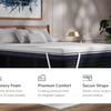 A rendered image of the Premium Memory Foam Mattress Topper with callouts to its memory foam design and cooling cover