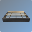 Wooden bed frame on a blue background