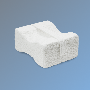 The Helix Side Sleeper Knee Pillow on a blue background 