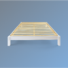 Wooden bed frame on a blue background