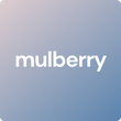 The Mulberry logo on a blue background gradient