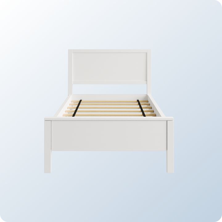An image of the Cooper Bed Frame on a blue background gradient