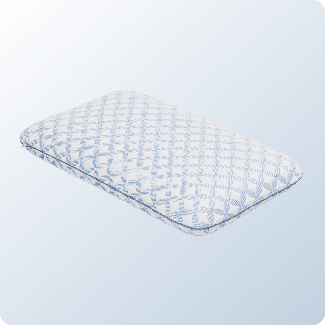 An image of the Cooling Memory Foam Pillow on a blue background gradient